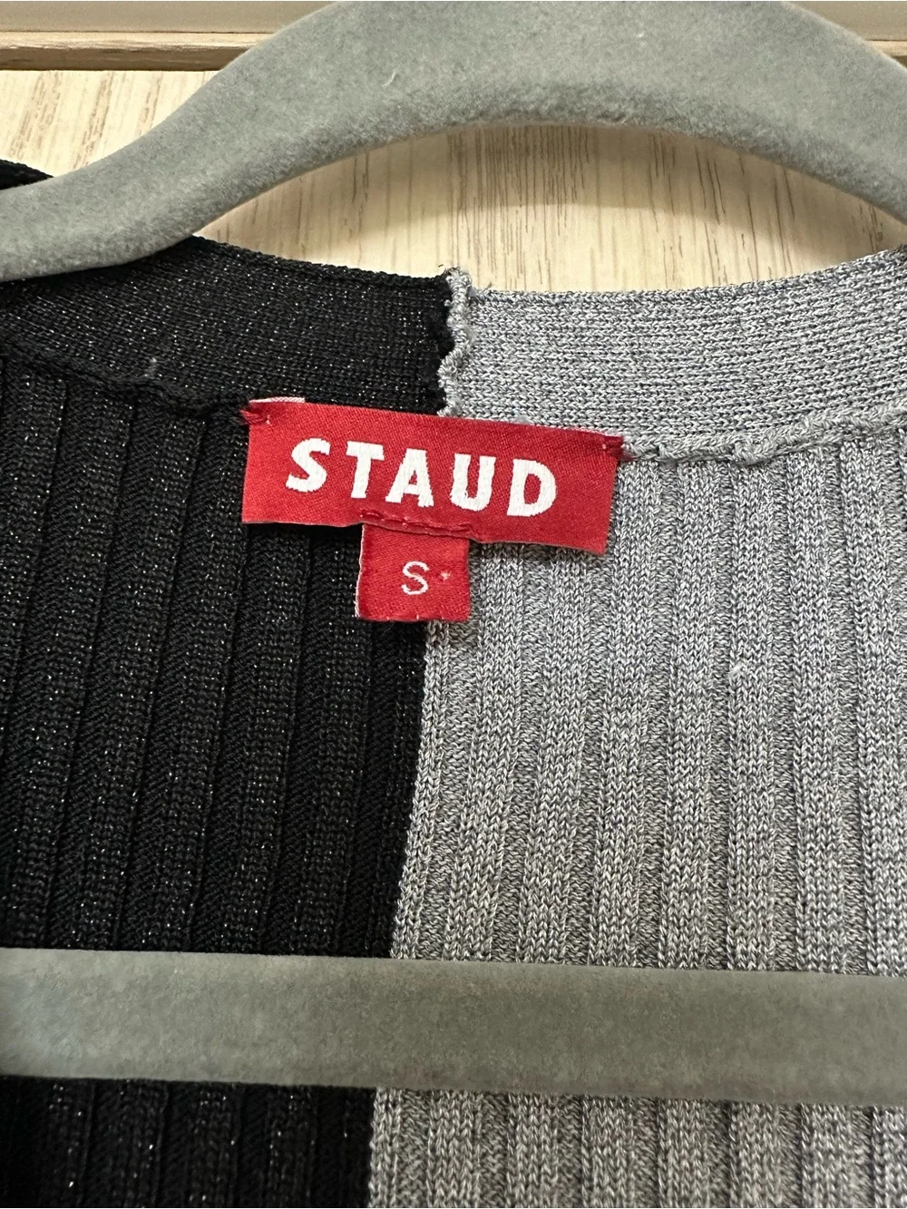 STAUD Shoko Colorblock Sweater Midi Dress Black Silver Small Long Sleeve - Picture 5 of 7